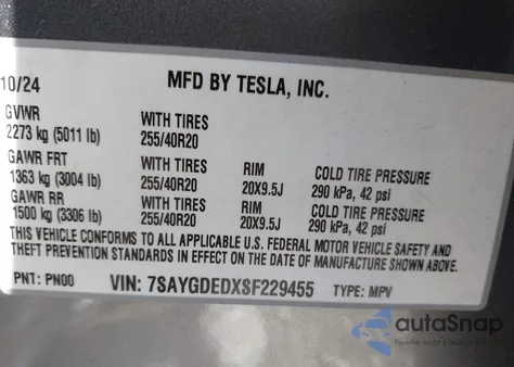 2025 Tesla Model Y Long Range Dual Motor All-Wheel Drive from USA, damaged, VIN 7SAYGDEDXSF229455